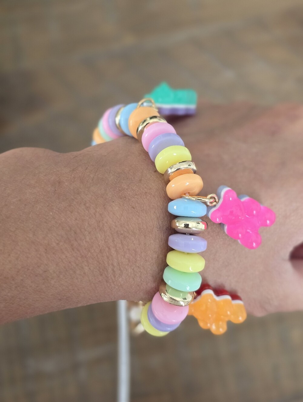 Viral Betsy Johnson Pastel Candy Bead Stretch Bracelet with Charms